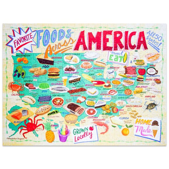 (500) piece jigsaw puzzle "Favorite Foods Across America" by True South Puzzles - Picture 2 of 6